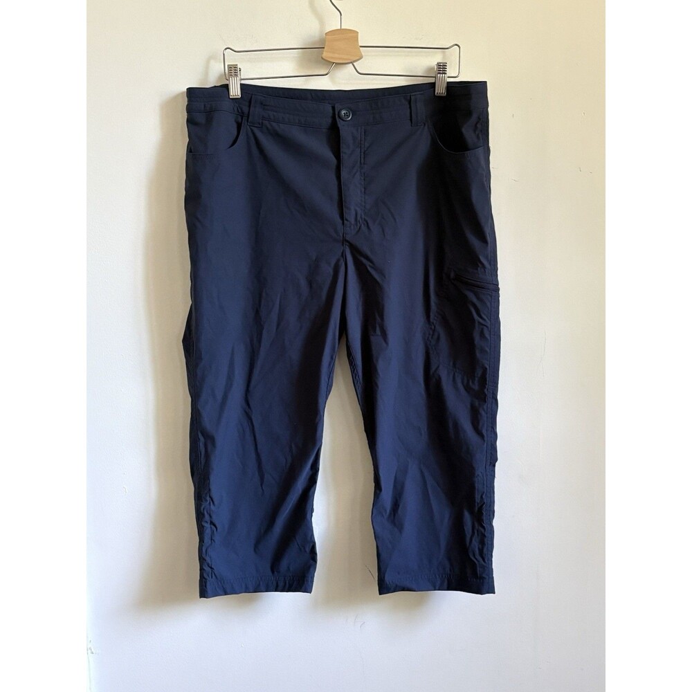 Eddie Bauer Womens Navy Capri Pants Size 16 Nylon/spandex Zip Pocket Hiking Outd